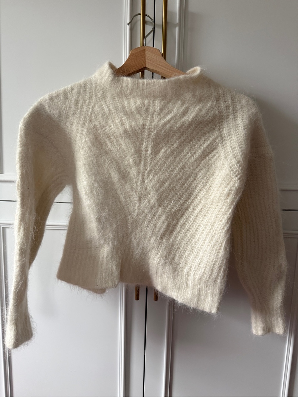 Abercrombie & Fitch Cream Fuzzy Turtleneck Sweater